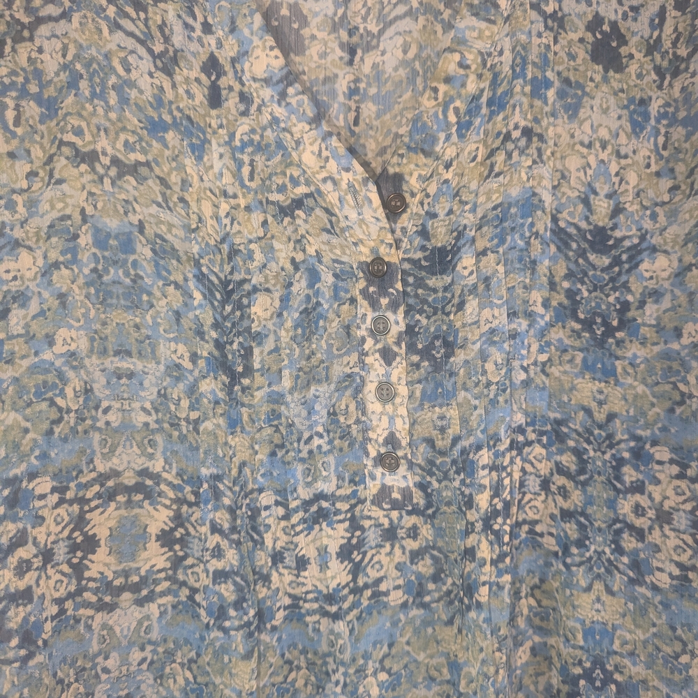 1xl Chic Blue Floral Patterned Women's Blouse - image 5